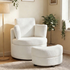 360° Swivel Accent Chair with Half Moon Storage and 3 Pillows product image