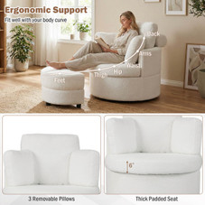 360° Swivel Accent Chair with Half Moon Storage and 3 Pillows product image