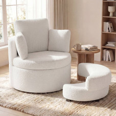 360° Swivel Accent Chair with Half Moon Storage and 3 Pillows product image