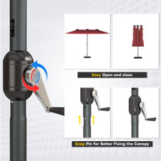 15ft Double-Sided Patio Umbrella with Solar Lights and Base Included product image