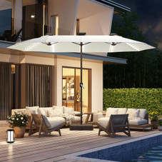 15ft Double-Sided Patio Umbrella with Solar Lights and Base Included product image