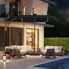 15ft Double-Sided Patio Umbrella with Solar Lights and Base Included product image