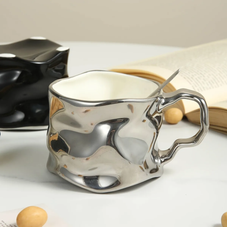 Unique Wavy Texture Coffee Cup with Handle product image
