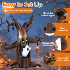 8-foot Halloween Inflatable Tree with Animated Ghost product image