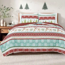 Dan River 3-Piece Christmas Print Pinsonic Quilt Set product image