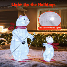 2 -Piece Animated Skiing Polar Bears with 160 Cold White LED Lights product image