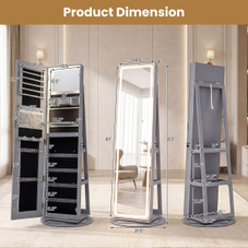 360° Swivel Jewelry Cabinet with LED Lights and Full-Length Mirror product image