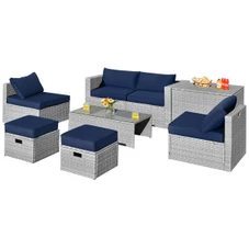 8-Piece Patio Rattan Furniture Set with Soft Cushions product image