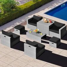 8-Piece Patio Rattan Furniture Set with Soft Cushions product image