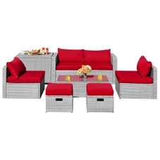 8-Piece Patio Rattan Furniture Set with Soft Cushions product image