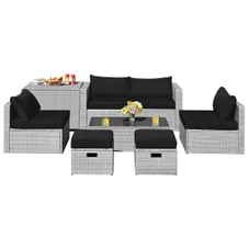8-Piece Patio Rattan Furniture Set with Soft Cushions product image