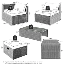 8-Piece Patio Rattan Furniture Set with Soft Cushions product image