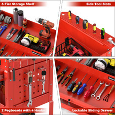 Ironmax 3 Tier Rolling Tool Cart with Lockable Drawer product image