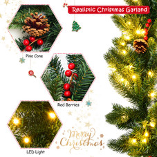 9-Foot Pre-lit Artificial Garland with Red Berries  product image