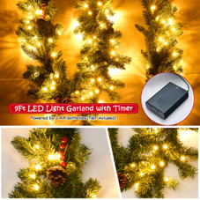 9-Foot Pre-lit Artificial Garland with Red Berries  product image