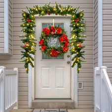 9-Foot Pre-lit Artificial Garland with Red Berries  product image