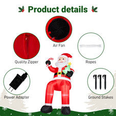 10.6-foot Sitting Santa Inflatable with 6 LED Lights product image