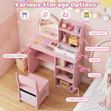 Princess Girls Makeup Vanity Desk with 3-Color LED Lighted Mirror product image