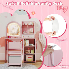 Princess Girls Makeup Vanity Desk with 3-Color LED Lighted Mirror product image