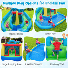  Inflatable Water Slide Park with Double Slides, Jumping Area, and Climbing Wall product image