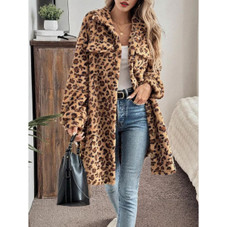 Women's Leopard Print Long Fleece Jacket product image