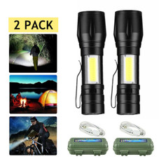 USB Rechargeable Small LED Flashlights with Work Light (2-Pack) product image