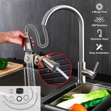 Brushed Nickel Stainless Steel Kitchen Sink Faucet with Pulldown Sprayer product image