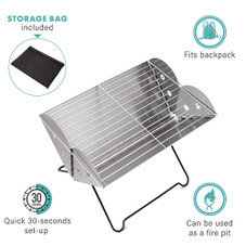 Zone Tech® Flatpack Portable Foldable Stainless Steel Grill & Fire Pit product image