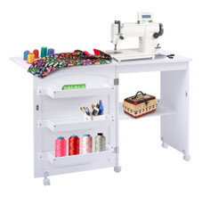 White Folding Swing Craft Table Storage Cabinet product image