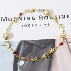 18K-Gold-Filled Multi-Color Lucky Elephant Ball Anklet  product image