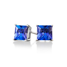 14K-White-Gold Plated Square Crystal Stud Earrings product image