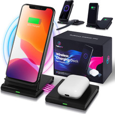 TekBrix® Wireless Charger 2-in-1 Dual Fast Charging Stand & Pad Station product image