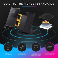 TekBrix® Wireless Charger 2-in-1 Dual Fast Charging Stand & Pad Station product image