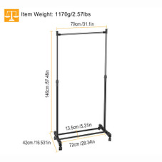 Height-Adjustable Garment Hanger with Wheels product image