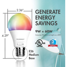 Tenergy® Smart Wi-Fi LED Color-Changing Light Bulb (4-Pack) product image