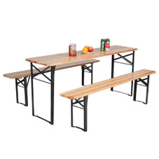 Folding 3-Piece Wooden Picnic Table and Bench Set product image