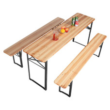 Folding 3-Piece Wooden Picnic Table and Bench Set product image