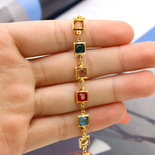 18K Gold-Plated High-Polish Finish Crystal Anklet product image