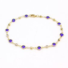 18K Gold-Plated High-Polish Finish Crystal Anklet product image