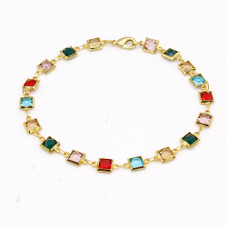 18K Gold-Plated High-Polish Finish Crystal Anklet product image