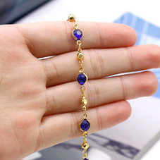 18K Gold-Plated High-Polish Finish Crystal Anklet product image