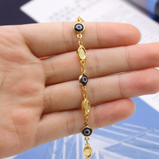 18K Gold-Plated High-Polish Finish Crystal Anklet product image