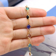 18K Gold-Plated High-Polish Finish Crystal Anklet product image