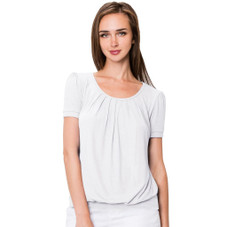 Women's Scoop Neck Short Sleeve Front-Pleated Blouse product image