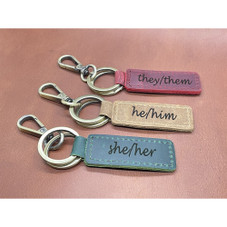 Distressed Leather Custom Engraved Pride Keychain product image