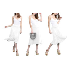 Women's Solid Lightweight Flare Midi Pull-on Skirt product image