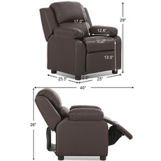 Kids' Deluxe Padded Armchair Recliner with Headrest and Storage Arm product image