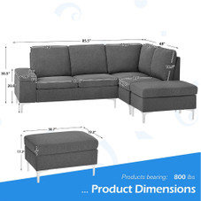 Convertible 3-Seat Sectional Sofa with Storage Space product image
