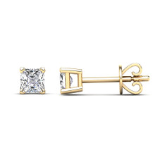 10K Yellow Gold Princess Cut 1/6CT Diamond Solitaire Earrings product image