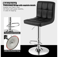 Adjustable Height Bar Stools with Modern Faux Leather Design (Set of 2) product image